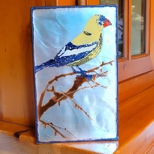 Houston Llew Spiritile #135 ALIGHT. Glass on copper enameled art. Retired.